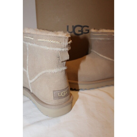 UGG® Classic Ultra Mini Braid Slip-On Booties - Macy UGG WOMEN\'S CLASSIC MINI BRAID SHEARLING LINED BOOTS DUNE NIB
